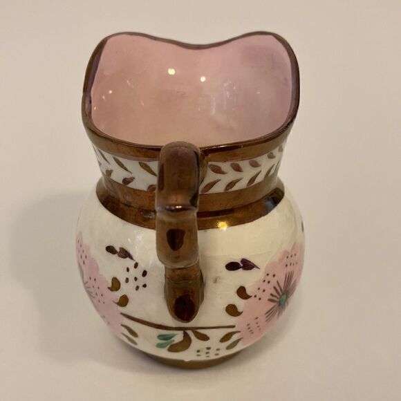 Vintage Porcelain Louis XV Pitcher Creamer Hand Painted Gold Finish - Picture 6 of 10